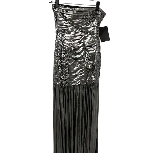 NWT Retrofete Strapless Formal Josie Dress in Gunmetal Metallic Gray Womens XS - Picture 7 of 12